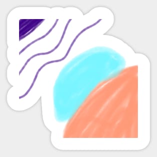 Orange blue watercolor abstract art design Sticker